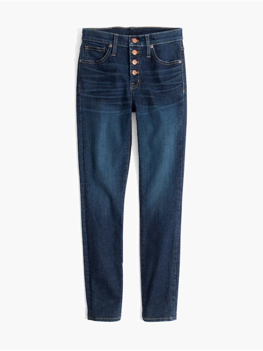 MADEWELL - Petite 9" Mid-Rise Skinny Jeans in Hayes Wash: Button-Front Edition